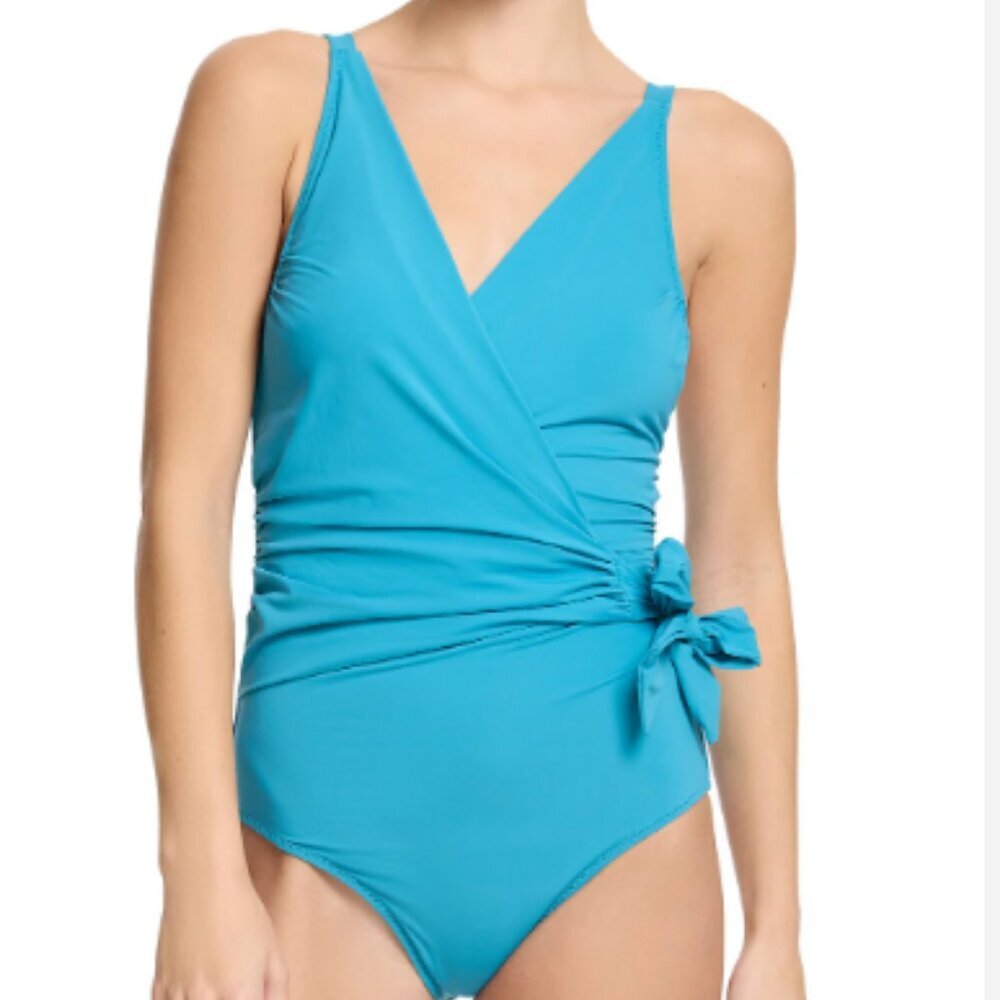 NWT Hanky Panky Wide Strap Wrap Tahiti Teal One Piece Swimsuit Size Small